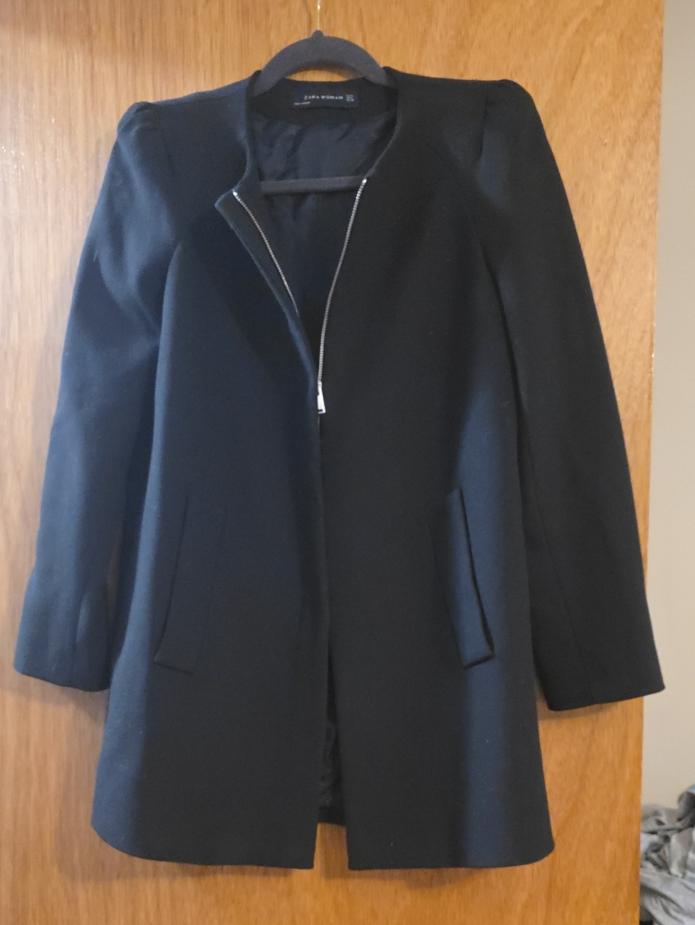 Zara Black Women's Zip-Front Trench Coat